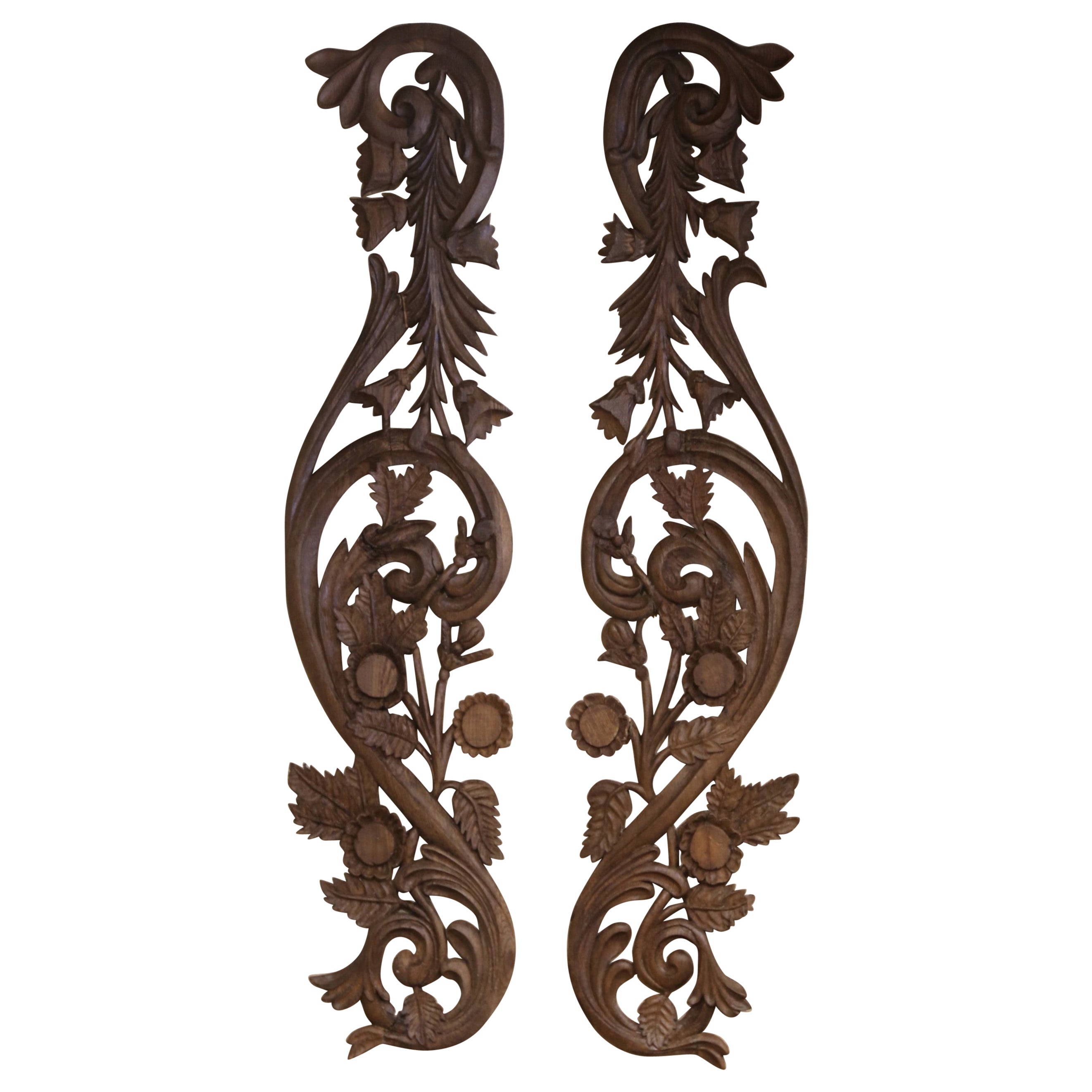 Pair of 18th Century French Louis XIV Carved Oak Wall Architectural Elements