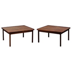 Pair of Large Low Walnut Burl End Tables or Two-Part Coffee Table