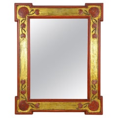 Used 20th Century Art Nouveau Gilt/ Red Wall Mirror With Floral Carvings, AT ca. 1900