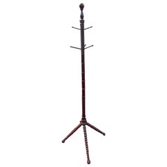 Antique Victorian Bobbin Turned Mahogany Hat and Coat Rack