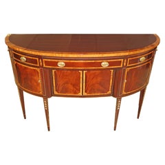 Hickory White Mahogany Inlaid Demilune Buffet Server Sideboard