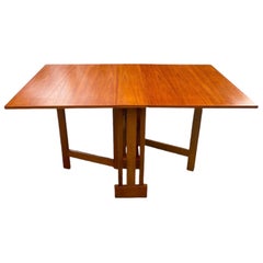 Bruno Mathsson Style Danish Modern Teak Folding Dining Table