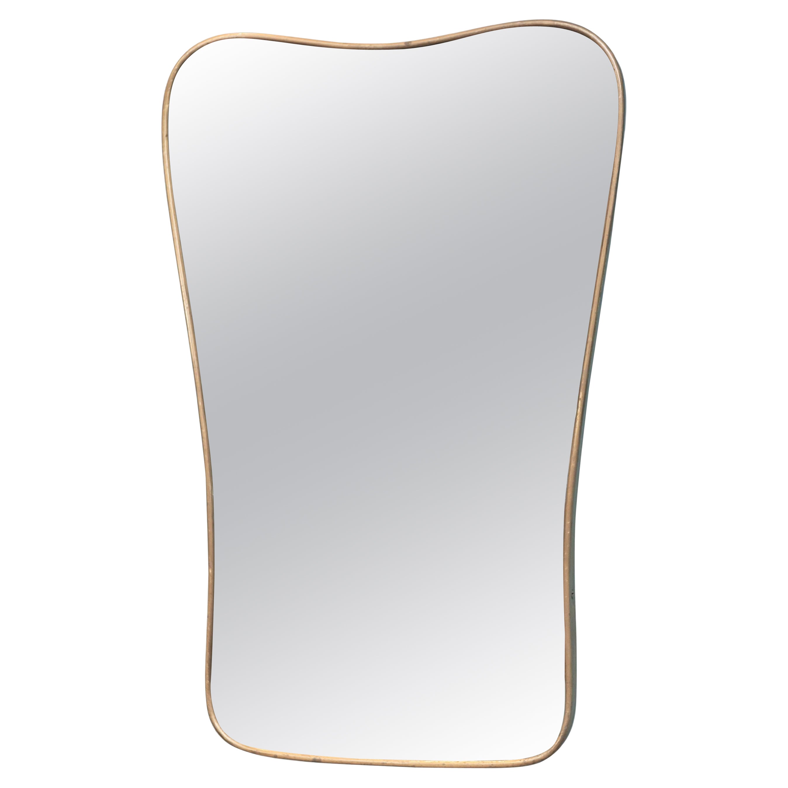 Italian Mid-Century Modern Brass Wall Mirror For Sale