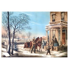 N. Currier Lithograph" Pleasures of Winter" American Country Life Series C.1855