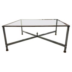 Mesa baja de latón cromado Jansen Mid Century Modern