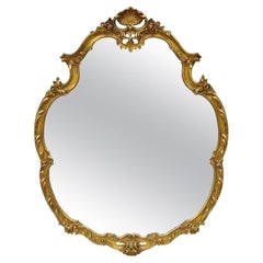 Vintage French Rococo Louis XV Style Shell Carved 65" Large Gold Wall Mirror