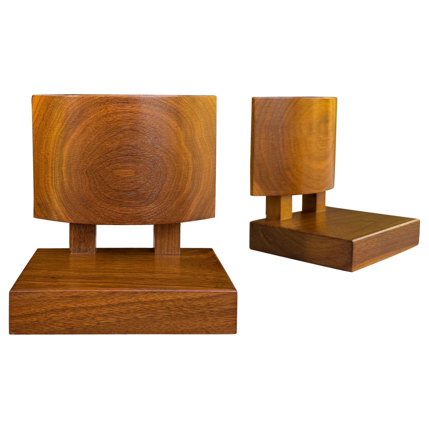 Mid Century Sculptural Solid Walnut Bookends, c.1960