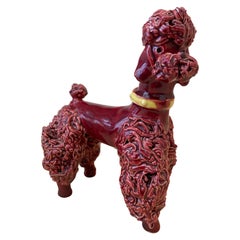Made in France Spaghetti Poodle Maroon with Yellow Collar 1950s 1960s