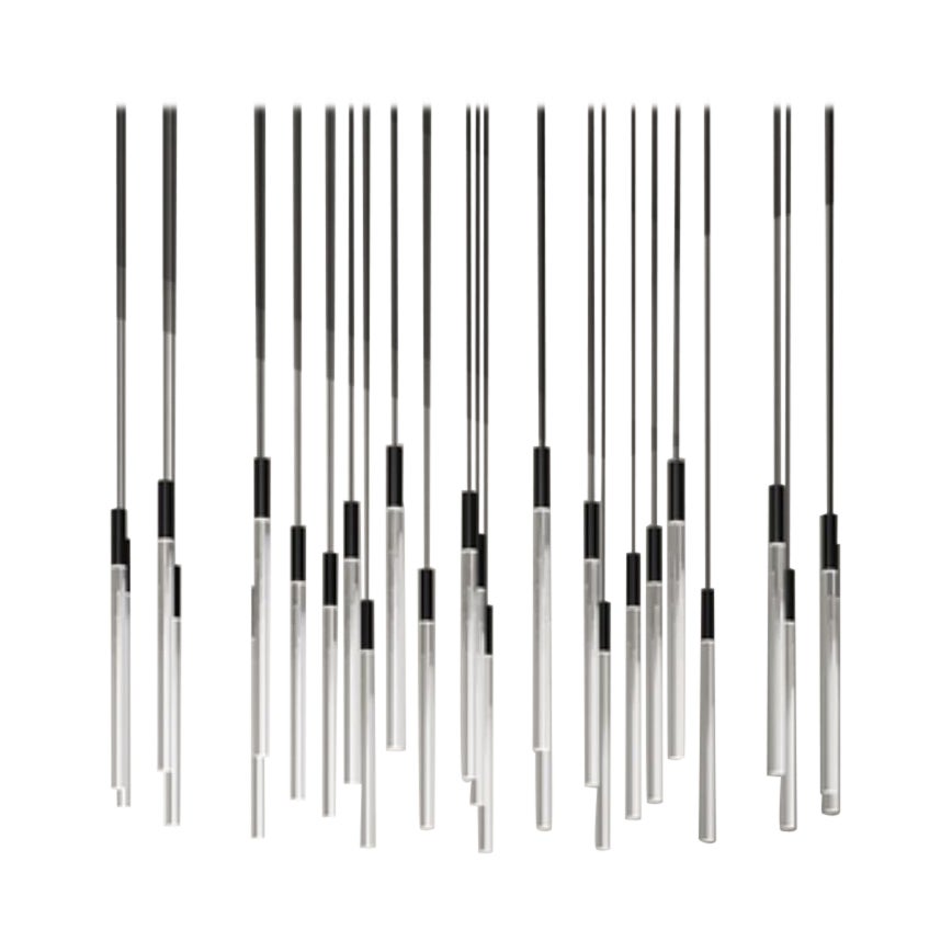 Angelo Mangiarotti Set di ventiquattro lampade in plexi di acciaio per Karakter