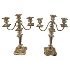 Pair of Antique Edwardian Quality Silver Plated Candelabras