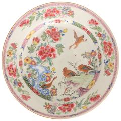 Chinese Export Porcelain Famille Rose Plate with Geese, 18th Century