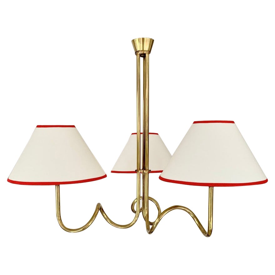 Mid-Century Decorative Brass Chandelier, circa 1950, France.