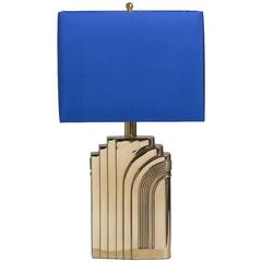 Single Art Deco Style Brass Table Lamp 1970s 6