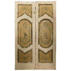Porta a due ante, dipinta e laccata, proveniente da Napoli, Italia