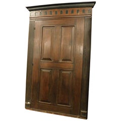 Antique placard, facade, empire style door with frame, black details, Italy