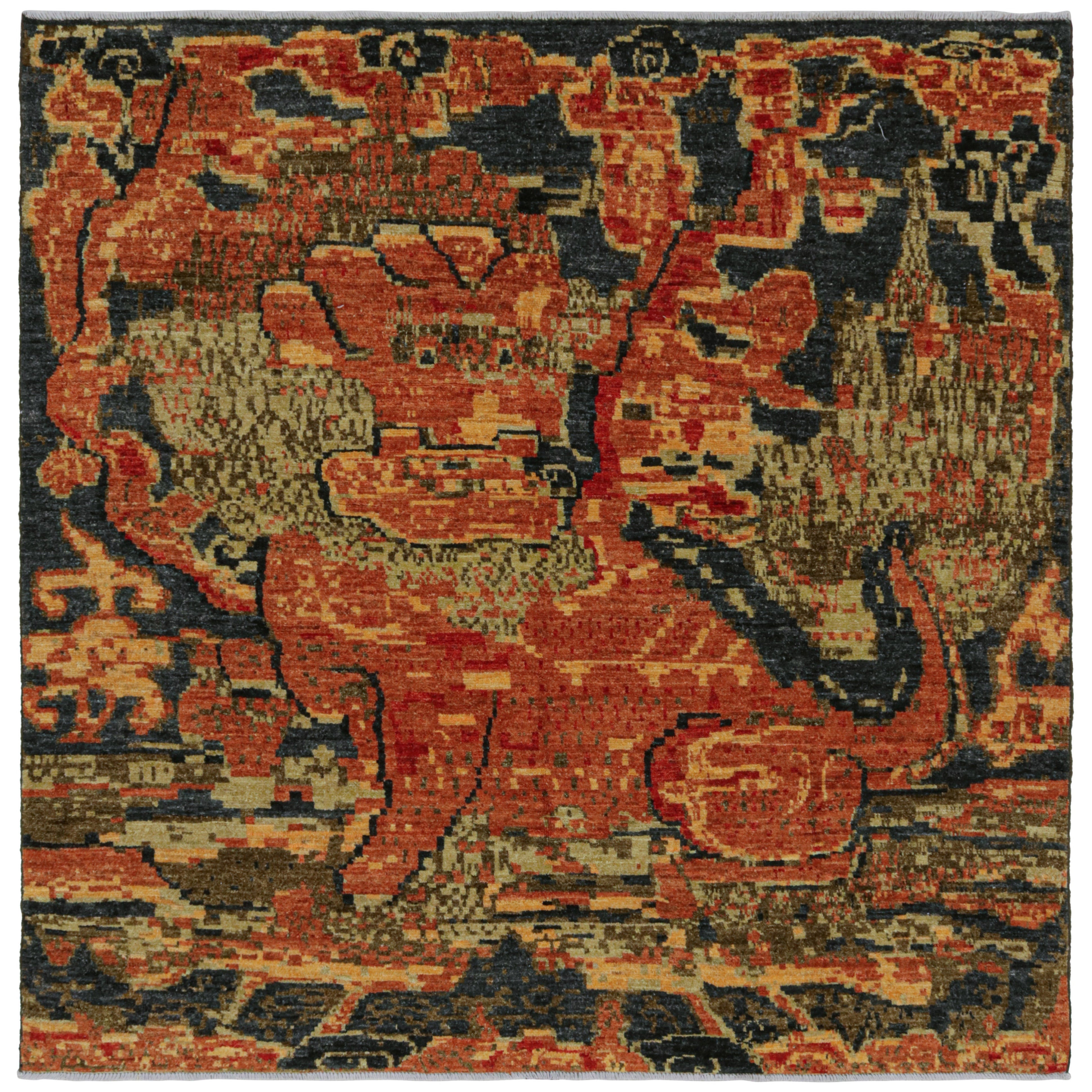 Alfombra Cuadrada Abstracta "Kirin" de Rug & Kilim en Azul