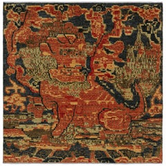 Rug & Kilim’s Modern Pictorial “Kirin” Abstract Square Rug in Blue