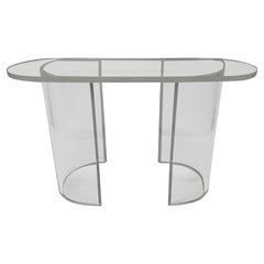 Mid-Century Thick Lucite Console Table in the Style of Karl Springer, 1970s