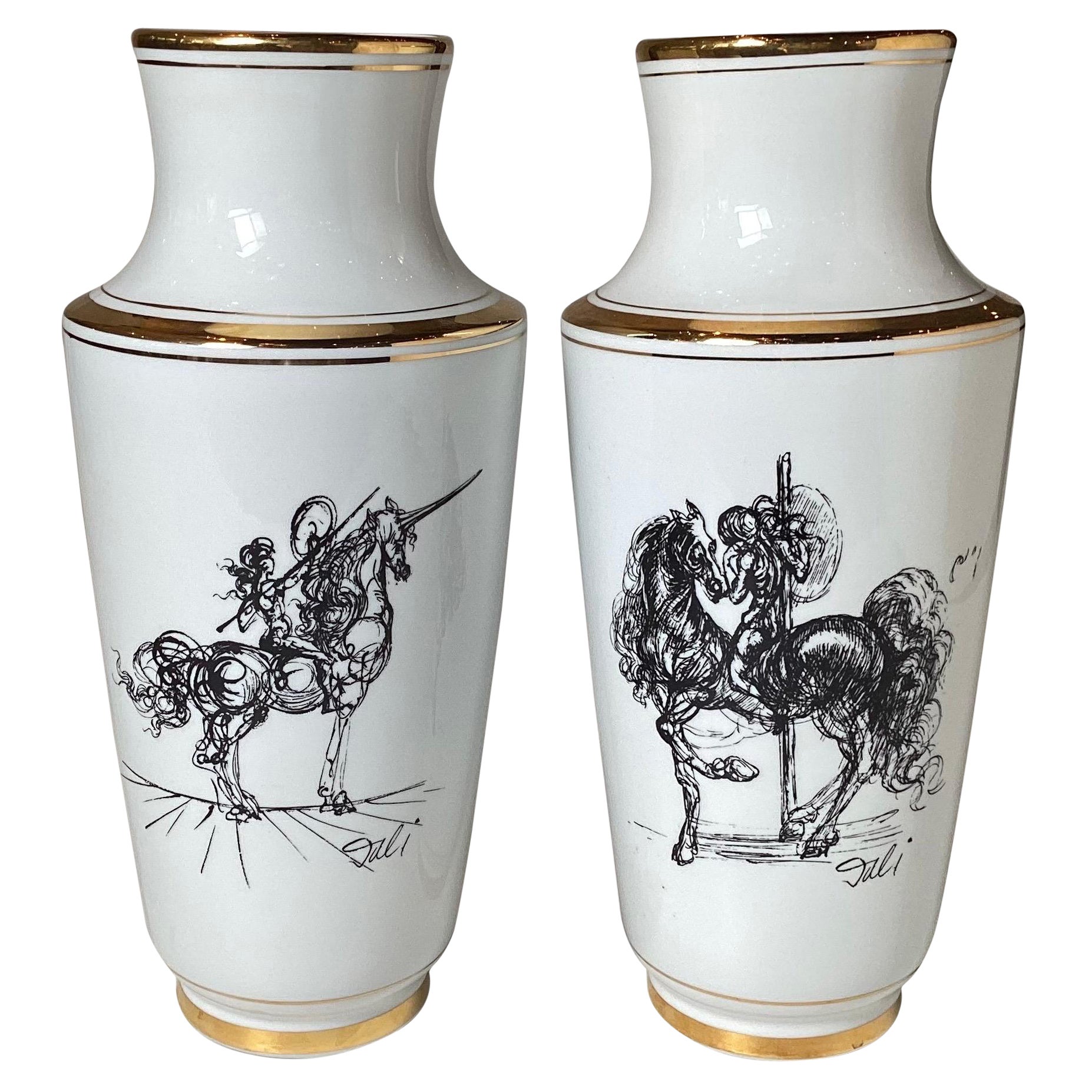 Coppia di  Vaso in porcellana Limoges Salvator Dali