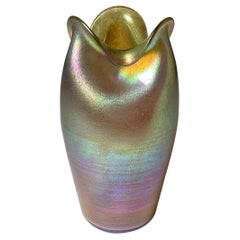 Loetz Gold Iridescent Pinched Vase