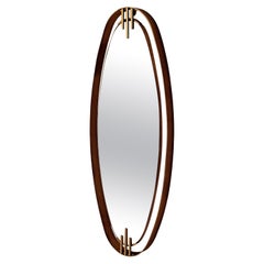 1960s Oval Wall Mirror with Brass Frame by Sant'Ambrogio De Berti