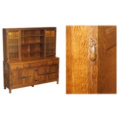 STUNNING VINTAGE ROBERT MOUSEMAN THOMPSON OAK DISPLAY DRESSER SIDEBOARD + LIGHTs