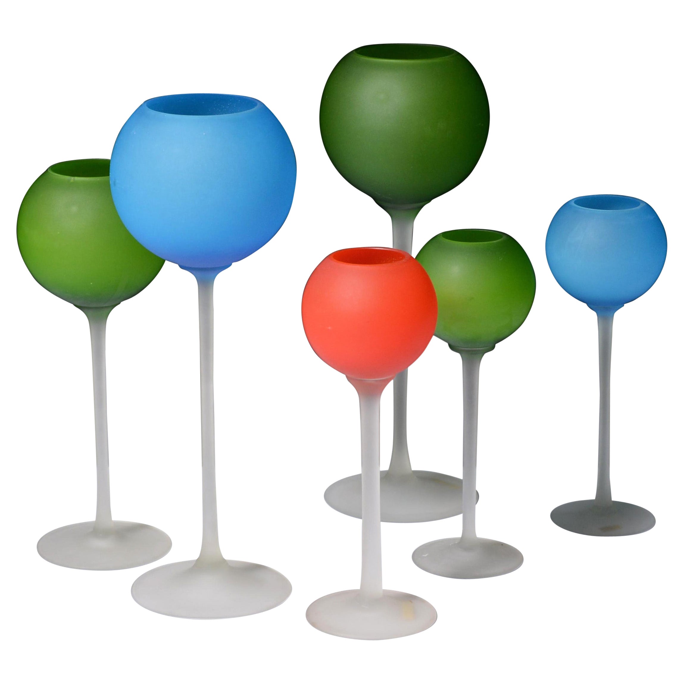 6 Copas / Vasos Carlo Moretti Stem SATINATO, 15 "H, Colección Leslie Pina