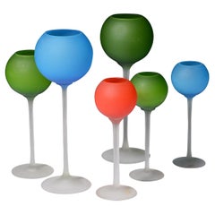 6 Copas / Vasos Carlo Moretti Stem SATINATO, 15 "H, Colección Leslie Pina
