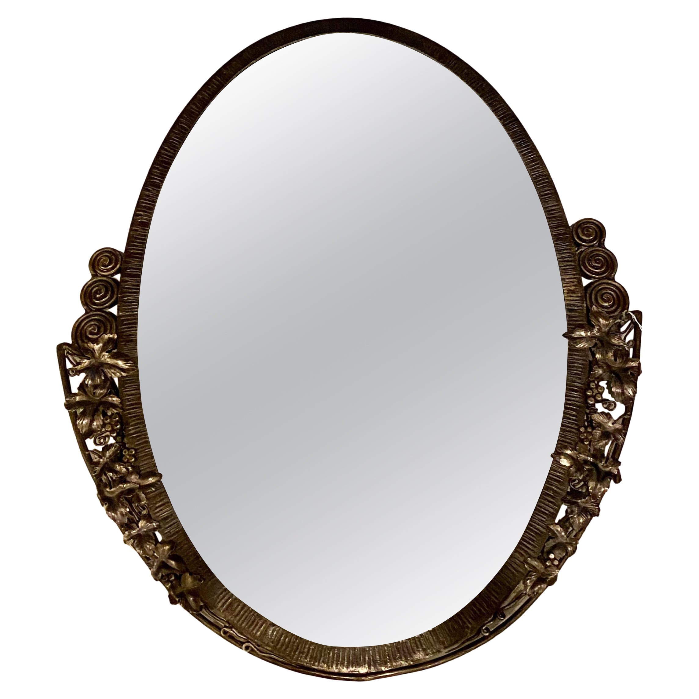 French Art Deco Oval Mirror