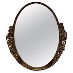 Antique French Art Deco Oval Mirror