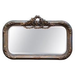19th Century Louis XVI Gilt and Turquoise Painted Mirror with Foliage Motifs