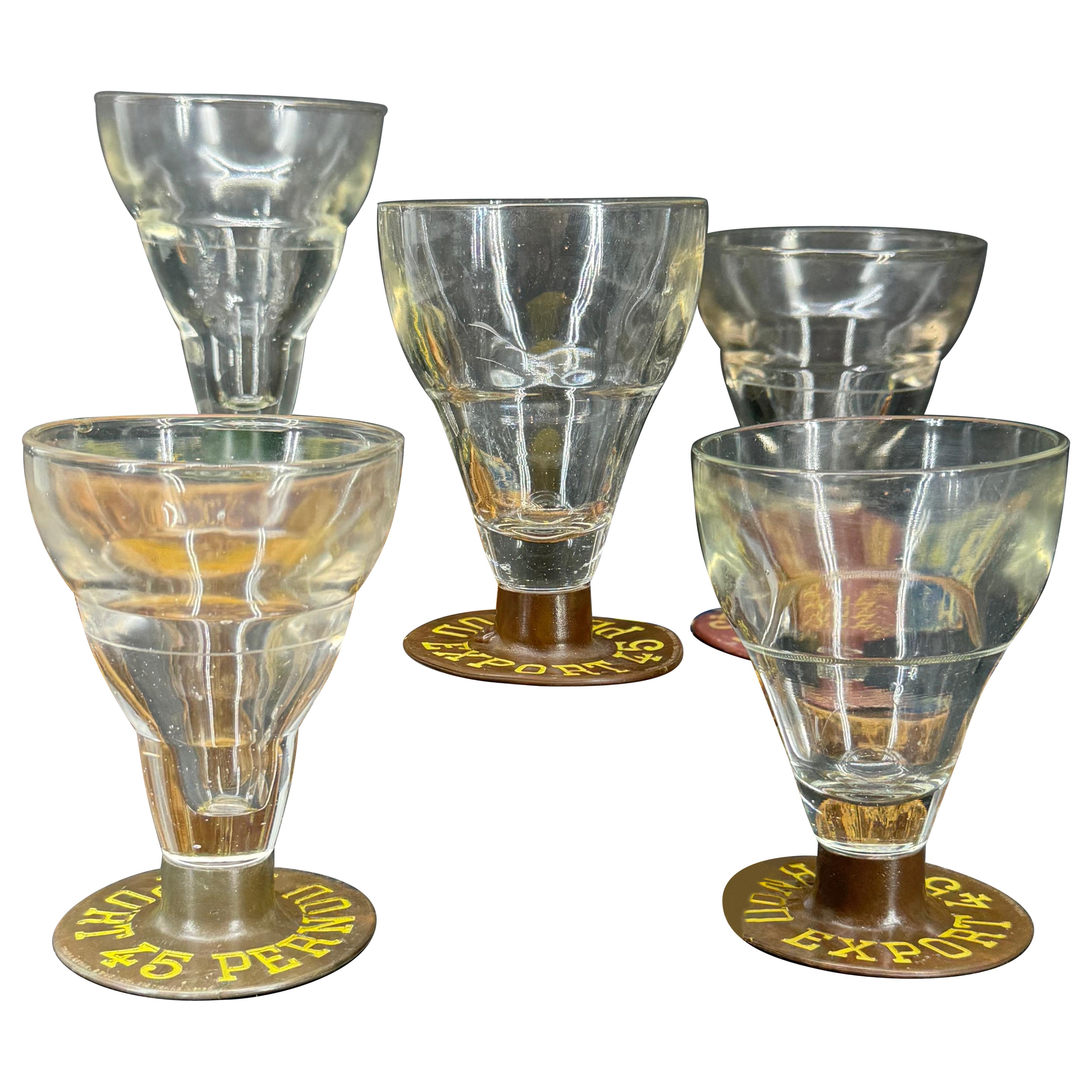 Colección de 5 copas Pernod con base de baquelita, años 30