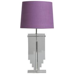 Large Stacked Lucite Table Lamp, 1980s 3