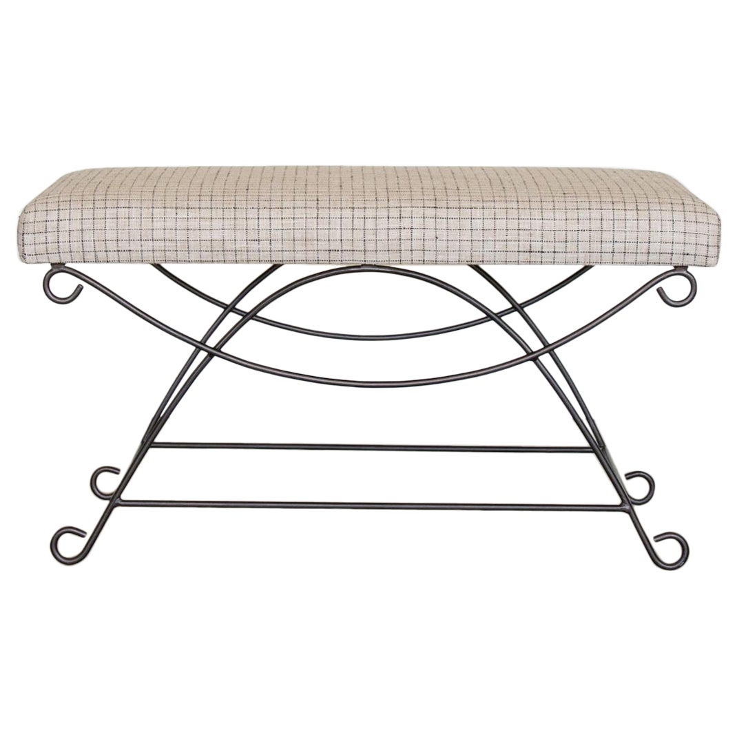Panoplie Iron Loop Bench, Linen Check