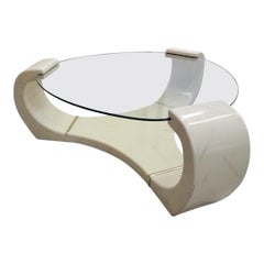 MCM Karl Springer Style Faux Goatskin Lacquer Coffee Table