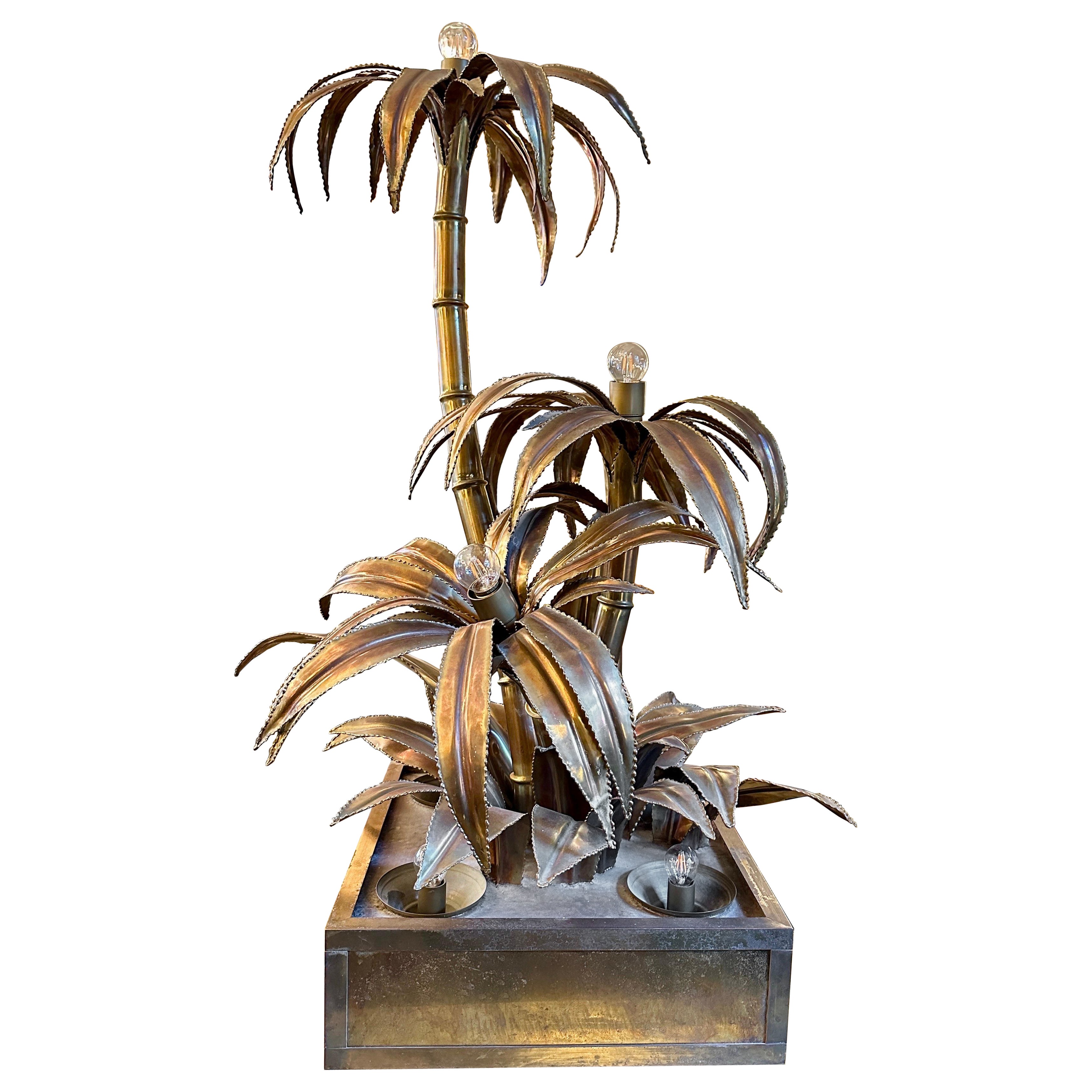 Stehlampe mit Palmenmotiv von Maison Jansen