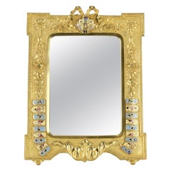 Late 19th Century "Cloisonné Table Mirror" French Gilt Bronze