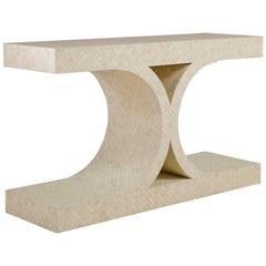 Tessellated Bone Veneered Console Table, 1980s