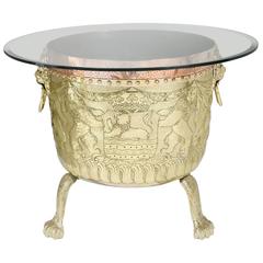 Antique Dutch Brass Extra-Large Round Planter Coffee Table/log bin