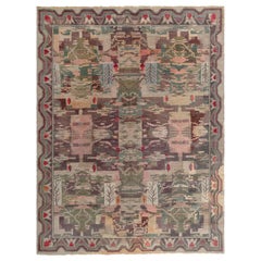 Tapis suédois à poils vintage de style tapisserie terreuse Doris Leslie Blau