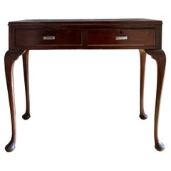 English Edwardian Mahogany Console Table / Desk with Cabriole Legs Sold by Heals