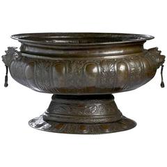 Antique Large French Brass Repousse Wine Cistern, circa 1750