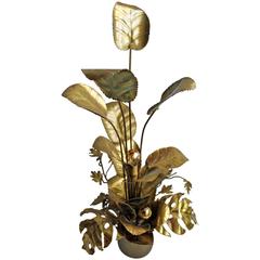 Sculptural Gilded Leaf Lamp Attributed Duval-Brasseur