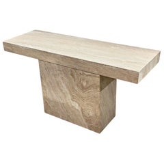 Vintage Italian Travertine Console Table - Rectangle Post Modern - Circa 1970s
