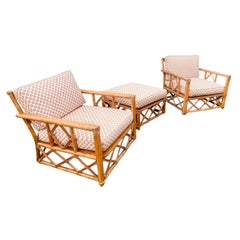 Ficks Reed Pair of Armchairs with Ottoman Patio Armchair Set Iconic Palm Beach