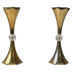 Danish Mid-Century 24 Carat Gold Plated Candlesticks by Hugo Asmussen