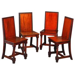 Antique Set of Four Mahogany 19th Century Hall Chairs