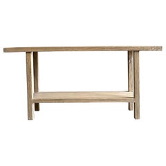 Custom Reclaimed Ulme Wood Konsolentisch mit Regal