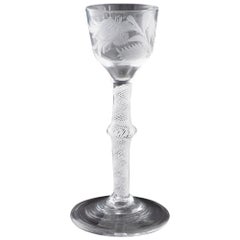 Jacobite Sympathy Opaque Twist Wine Glass c1760