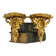 Antique Italian Old Venetian Wall Shelves, Giltwood Carved Acanthus Leaves 6″ (Pair)